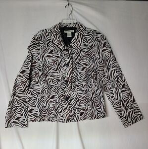 Requirements XL Brown and Cream Long Sleeve Button Down Lined Jacket. Like new